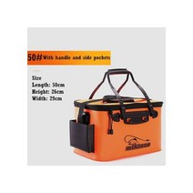 해루질 낚시 양동이 휴대용 지퍼 접이식 두꺼운 생활 물고기 물 탱크 캠핑 태클 상자, 50cm Orange