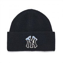 국내매장판 MLB 스노우 로고 비니 털 모자 겨울 방한 동계 NY 블랙