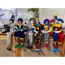 삐에로 광대 인형 핸드메이드 다양한 디자인, 빨간 머리와 노란 꽃을 가진 광대 (38cm)