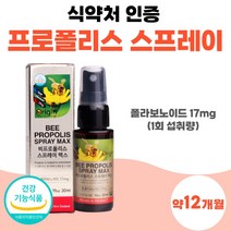 프로폴리스 스프레이 맥스 뉴질랜드 직수입 약 포르폴리스 플라보노이드 폴라보노이드 17mg 1개월분 식약청 인정 프로포리스 spray 뿌리는 메가 고함량 남자 여성 PROPOLIS, 30ml x 12개 (약 12개월분)