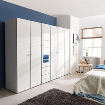 [2만원 즉시할인]장인가구 클로이 S2 2400옷장세트(선반장+옷장+거울장+반장), 화이트
