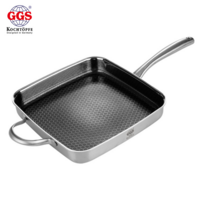 독일 GGS 부스트헥사곤 스테인레스 튼튼한 코팅 고급 사각프라이팬 대형 (26cm*26cm*4.7cm) 계란말이팬 캠핑요리 IH스텐, 1개