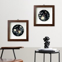 [박씨상방] 고급 나전칠기 원패 벽걸이 시계 자개액자 대(원형), 목련