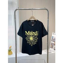 편안한 Mardi-여성용 캐주얼 클래식 데이지 코튼 셔츠 하이 스트리트 티셔츠 힙합 레터 프린팅 유니섹스 반팔