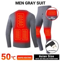 Underwear Heated Winter Women39s Thermal Jacket USB Electric Heating Men Vest Ski Suit Clothing Flee, [10] Suit GY Men