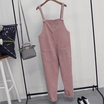 귀여운 포켓포인트 코듀로이 멜빵바지 핑크/카키 여성