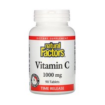 내추럴팩터스 Natural Factors 비타민C 1000mg 90서방형정 아스코르브산 헤스페리딘 만다린 자몽 레몬 라임 감귤류 바이오플라보노이드, ONE COLOR