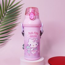 헬로키티 원터치 어깨끈 물통 480ml 어린이 아이 어린이집 유치원 초등학교 스트랩 물병 보틀 학교 신학기 도시락 식기 준비물 여자 여아 유아 아동 생일 선물