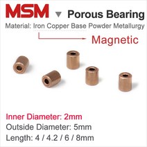 베어링 축 10pcs MSM 2x5x 4/ 2x5x4.2/ 6/ 2x5x8mm 다공성 철 구리 기본 분말 야금 오일 부싱 미니 샤프트 슬리브, [02] 2x5x4.2mm
