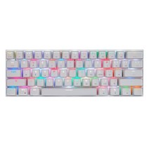 가상키보드 MOTOSPEED-CK62 키보드 무선 블루투스/USB 듀얼 모드 기계식 61 키 RGB LED 백라이트 게임용, 한개옵션2, 01 White, 02 레드 스위치