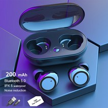 Y50 블루투스 헤드셋 TWS 인이어 5.0 터치 지능형 소음 감소 스테레오 무선 스포츠, 02 Black