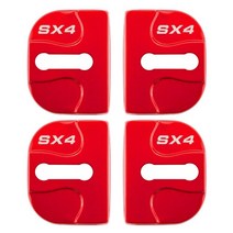 자동차 외곽부품스테인레스 스틸 자동차 도어 잠금 커버 4 개 스즈키 SX4 액세서리 스타일링용 인테리어, 03 for SX4 red