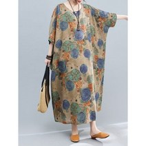 땡땡이 도트 롱 원피스 오버핏 여름 여성 캐주얼 루즈핏 레트로 빅사이즈