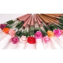 수앤로즈플라워 한송이비누꽃 크라프트지포장 한송이꽃 비누장미, 장미-살구