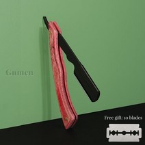 면도기교체 프로 스트레이트 에지 스테인레스 스틸 접이식 면도기 키트 74 블레이드 변경 레드 그린 기술 나무 손잡이 이발 도구, [01] Red Handle