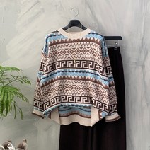 [신상무배]노르딕 에스닉 루즈핏 소프트 니트