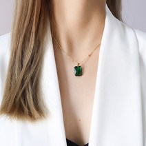 HGD 573호 제품 수술 스틸 목걸이 18K 도금 에메랄드 펜던트