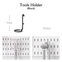 DIY 페그 보드 액세서리 걸이식 선반 스토리지 후크 벽 정리 펀칭 공예 차고 주방 방용, [48] Black Holder