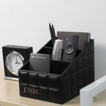 코스트코 가죽 3단 리모컨 정리함 오피스 거실 다용도 소품 수납 프리미엄 보관함 인테리어, 블랙