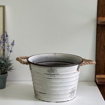 빈티지 양철 바스켓 4color 양철통 철제 바스켓 바구니, 빈티지화이트, 1개