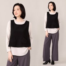 애비뉴투지 엄마옷 크랍 쁘띠 포켓 여성 봄 가을 라운드 숏 조끼 V10137 50대 60대 중년여성