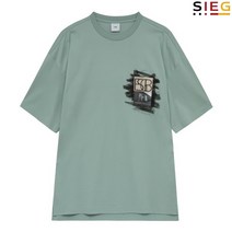 지이크 민트 코튼 프린트 라운드넥 반팔 티셔츠 (PBIBH8002)