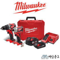 밀워키 18V 콤팩트 콤보 세트 M18 CBLPP2C-502C 해머드릴 임팩트드라이버 풀세트, [01] 0C (베어툴)