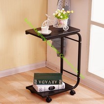 원목 북유럽 폭좁은 사이드 테이블 책상 타일 이동식 소파 침대 간이 거실 나혼자 옆 틈새, 블랙 우드 65cm