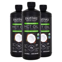 누티바 MCT 오일 언플레이버드 비건, 946ml, 3개