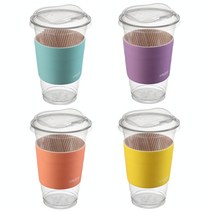 커피촌 PET컵 92mm x 135mm 470ml + 스트로우프리 리드 + 커피한잔 홀더 세트, 200set
