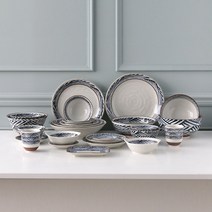 일본 도자기 공기 샤센 이자카야 그릇 프린팅 사선 파랑 줄무늬 가정식 반찬 업소용 가정용, 우동기 중 (재팬271)