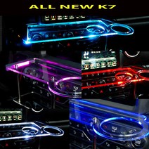 ArtX 올뉴K7 USB 5V LED 2단 차량용 무중력테이블 컵홀더 식탁 자동차 선반 핸드폰 거치대 수납용품, 레드, 제외, 미니-사각 타잎