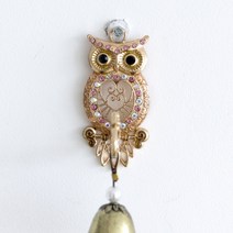 엔틱 라인스톤 장식 부엉이 현관 도어 매장 종 현관벨 문종 풍경, 핑크골드