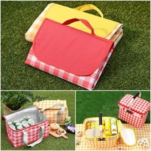서후네 피크닉 매트&쿨러백 나홀로 돗자리 보온가방 나들이 소풍 용품, 1개, 피크닉 쿨러백, 옐로우 체크