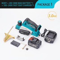 전기대패 자동대패 전동대패 무선 전기 대패 전동 라우터 트리머 렌치 포함 목재 절단기 마끼다 배터리용 목공 도구, 1Battery 3.0A+미국