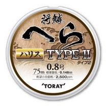 토레이 장린 헤라 타입2 하리스 목줄 75m 0.3호-1호 민물붕어내림중층, 0.8호-053579