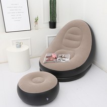 공기 충전 빈백 휴대용 o에어 쿠션 다다미 원룸형 에어쇼파, T06-심플 브라운-전기펌프