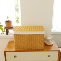 대형 다용도 덮개 천연라탄 PP 바구니 소품 바스켓 정리함 수납바구니 장난감 인형 쏠리또, 옵션2. 덮개PP라탄(40x26x27cm), 옅은색(Light brown), 1개