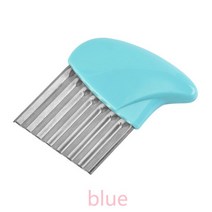 승마기 승마기계 승마의자 스테인레스 스틸 당근 물결 모양 커터 슬라이서 감자 칩 나이프 주방 주름진, 04 blue