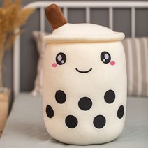귀여운 Boba 우유 차 Plushie 장난감 부드러운 박제 애플호환 핑크 딸기 맛 포옹 베개 공 Bubo 컵 쿠션, about 67-70cm, White