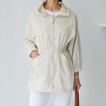 여름 후드집업 아우터 허리스트링 야상 자켓 점퍼 (아이보리/베이지/소라)
