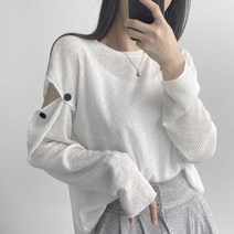 리리의감각 여성 어깨트임 단추 루즈핏 긴팔티셔츠