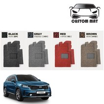 커스텀 프리미엄 쏘렌토 MQ4 코일매트 카매트 일체형 풀확장 풀세트 친환경 냄새없는 고급원단, 쏘렌토 MQ4 4세대 디젤6인승 1열+2열+3열 블랙, 블랙