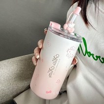 산리오 물통 물병 헬로 키티 빨대 컵 316 스테인레스 보온 학생시피 머그잔 커피, A