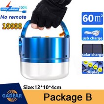 캠핑알전구 앵두전구 오징어등 무선조명 10000 Mah 900W 빛 휴대용 태양 보조베터리 라이트 USB 충전식 손전등 텐트 램프 캠프 랜턴 비상 야외, B no remote 10000
