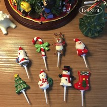 데데리트 귀여운 크리스마스 연말 파티 산타 루돌프 트리 눈사람 케이크 데코픽 토퍼 장식, 08.중절모를 쓴 눈사람