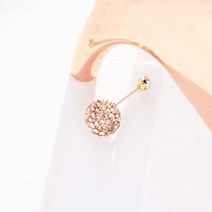 14K 골드 여성 샤이니 미러볼 큐빅 피어싱 6바 골드1PCS