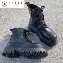 [애슬릿] 여성 통굽 에나멜 미들힐 워커 부츠