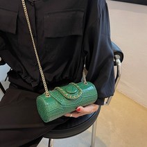 크로와상백 신제품 트렌디 텍스처 체인 원 숄더 크로스 바디 다목적 스트라이프 드럼 백 지갑 핸드백