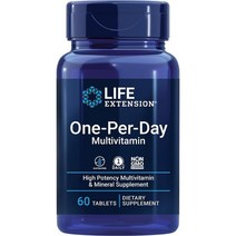 이지몰 Life Extension One-Per-Day 종합 비타민 - 필수 및 미네랄 건강한 면역 기능 세포 혈관 심장 뇌 건강을 위한 Non-GMO 글루텐 프리 60정 No., 기본